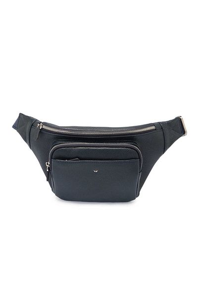 Tergan Navy Blue Genuine Leather Unisex Waist Bag - S1Bl 00021302 -X86