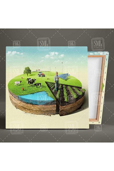 SML TABLO Farming And Farming Agriculture Decor Pictură pătrată pe pânză
