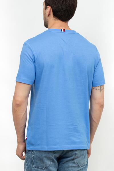 Tommy Hilfiger Men's Brand Logo Detailed Short Sleeve Round Collar Blue T-Shirt MW0MW33688-C30