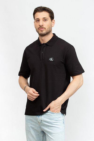 Calvin Klein Erkek Logo Detaylı Siyah Polo Yaka T-shirt