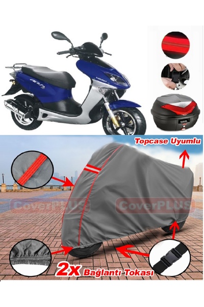 CoverPlus Keeway Arn 125 Topcase Compatible Motor Tarpaulin Motorcycle Tarpau...