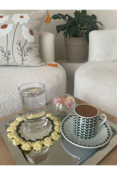 ARMODA STYLE Örgü Buket Bardak Altlığı Sarı/ 6 Adet