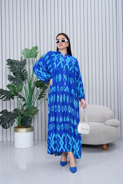 My Blog Φόρεμα Saks Blue Mixed Pattern Plus Size - 3005 - 1