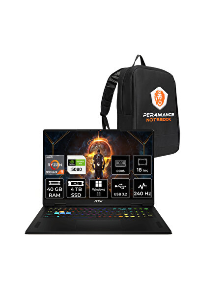 MSI Vector A18 HX R9 9955HX 40GB 4TB SSD RTX5080/16GB 175W 18'' WQXGA W11H Gaming Laptop