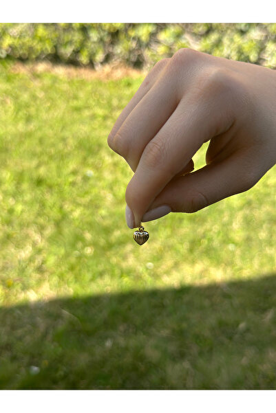 GençTaş Kuyumculuk MİNİMALİST ÇİZGİLİ KALP KADIN KOLYE UCU