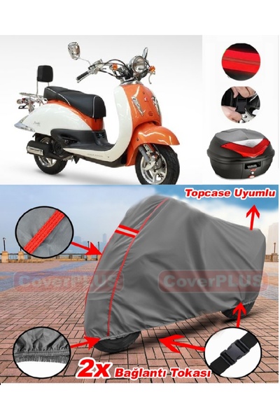 CoverPlus Asian Nostalgia 125 Back Bag Compatible Motor Tarpaulin Motorcycle ...