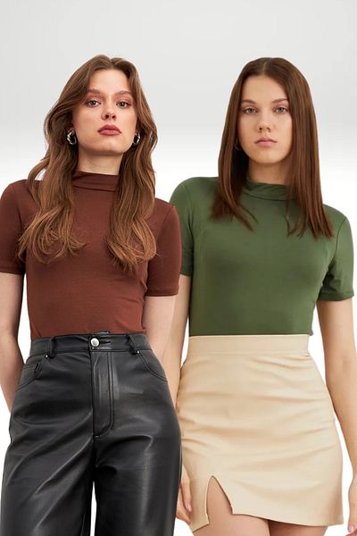 Bipantolon Γυναικεία Bitter Brown Khaki 2 Pack κοντομάνικη μπλούζα