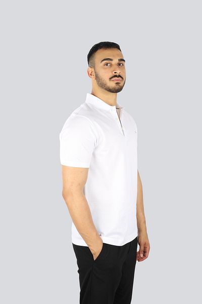 PAUL&SHARK Men's Short Sleeve Cotton Button Closure Polo Neck White-Gold Polo Neck T-Shirt 25411232 -10E