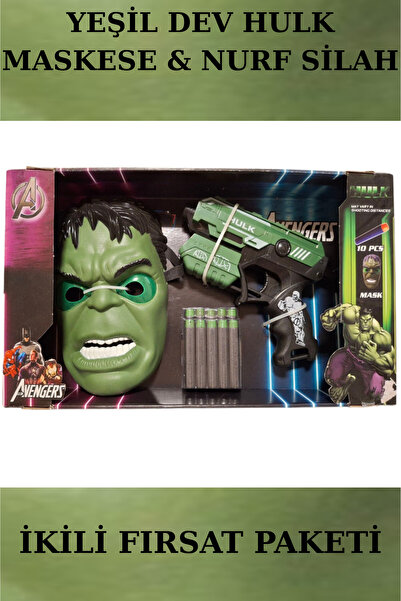 SPIDERMAN Hulk Maske & Nurf Silah Tabanca & Mermi İkili Fırsat Seti