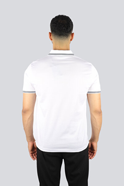 PAUL&SHARK Men's Regular Fit 100% Cotton Short Sleeve White Polo Neck T-Shirt 25411288 -010