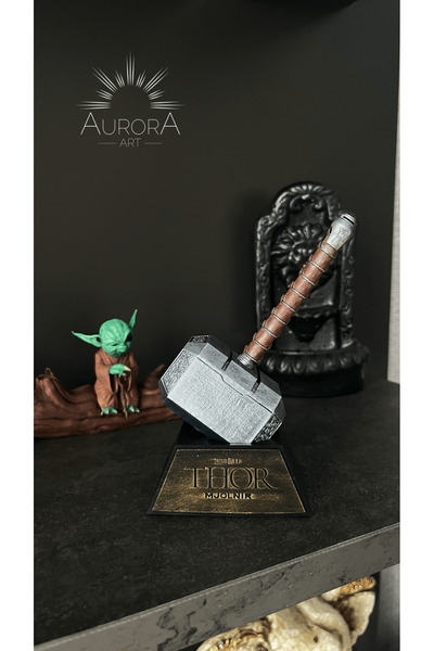 Aurora Art Thor Mjolnir Çekici – Reçine Baskı El Yapımı Dekoratif Koleksiyon Figürü – 13 cm