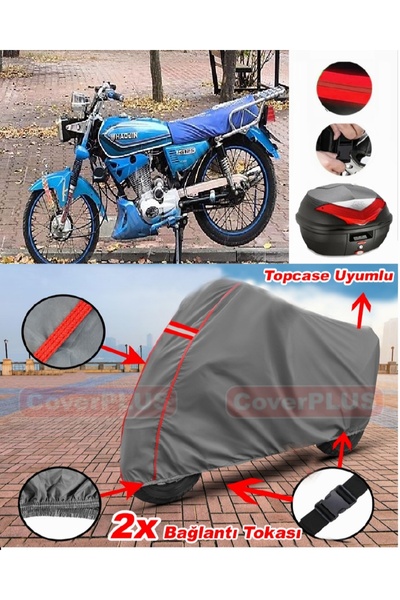 CoverPlus Haojin Sunny 125T حقيبة خلفية متوافقة مع قماش القنب للدراجات الناري...