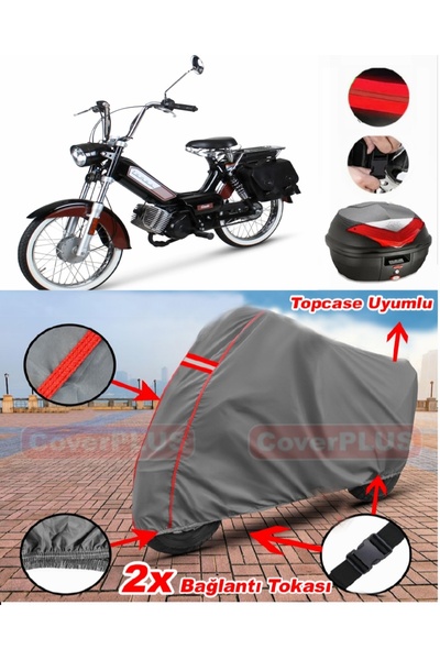 CoverPlus Mobylette Av44 Rear Bag Compatible Motor Tarpaulin Motorcycle Tarpa...