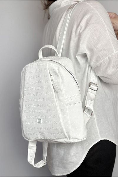 Just Polo Adjustable Strap 9 Compartment Medium Size Sports Model Women's Backpack White Pbu4040