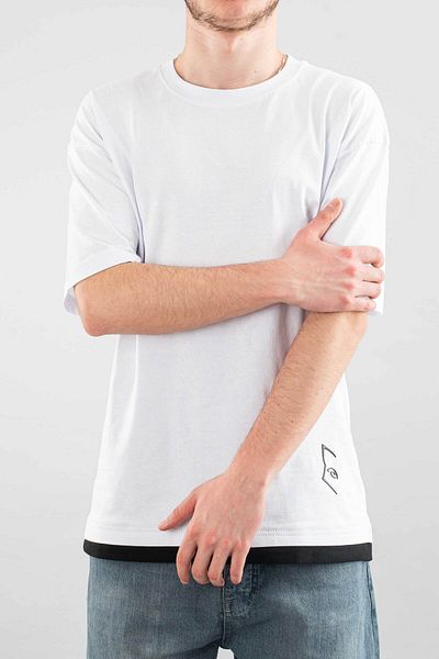 bombe Men's White Crew Neck Printed T-Shirt Basic T-Shirt