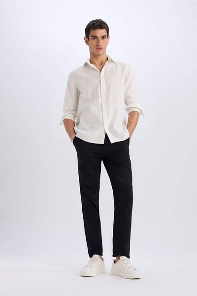 DeFacto New Season 100% Linen Regular Fit Summer Long Sleeve Shirt