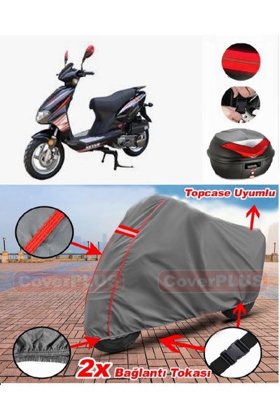 CoverPlus حقيبة ظهر آسيا AS 125 T-15 متوافقة مع قماش القنب للدراجات النارية ب...