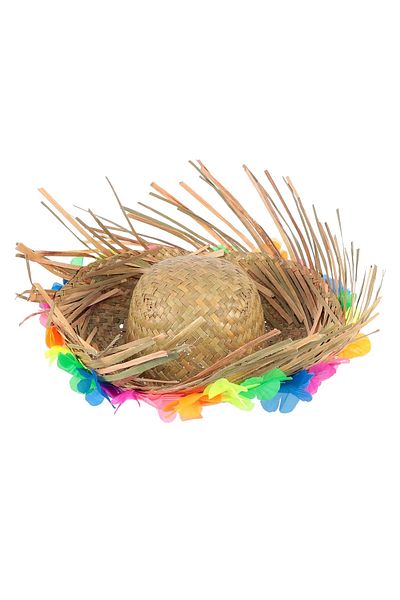 ReilaParty Hawaii Luau Aloha Straw Hat Colorful Floral Tassel Natural Knitted Model Rp4943