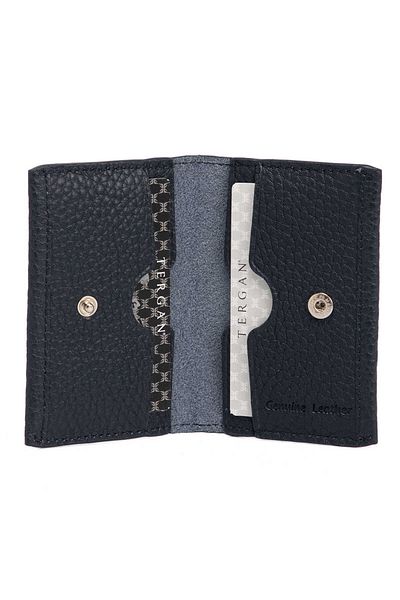 Tergan Navy Blue Genuine Leather Unisex Credit Card Holder - S1Kk00000266-A38