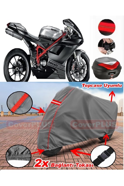 CoverPlus Ducati 848 Evo Topcase متوافق مع قماش القماش المشمع للدراجات الناري...