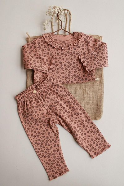 OhlalaKoala Milk Coffee Branch Patterned Ruffled Body Tights Set