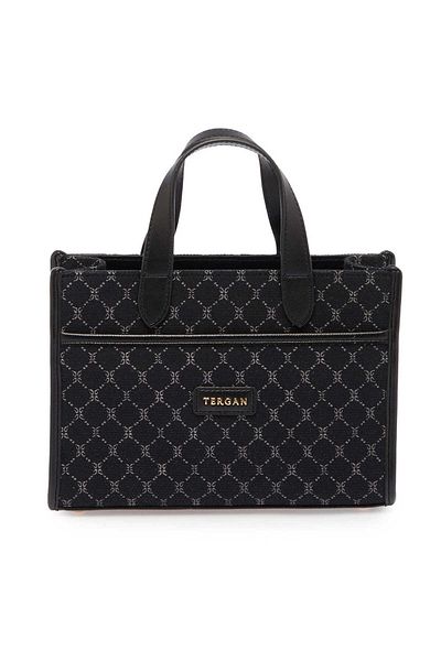 Tergan Black Textile Women's Handbag - S25Y1Twc0703-R0P