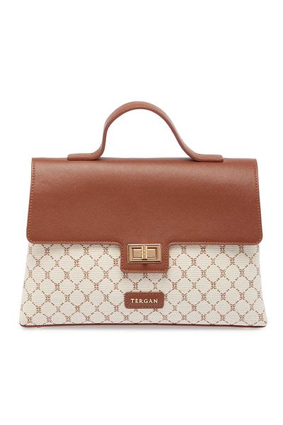 Tergan Beige Textile Women's Crossbody Bag - S25Y1Twc0701-S7G