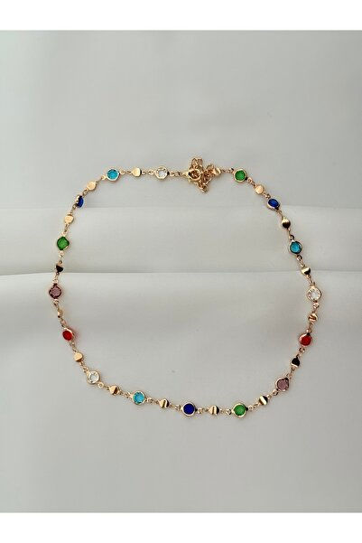 ANKA Accessories Vip 14 K Renkli Taşlı Kolye Gold