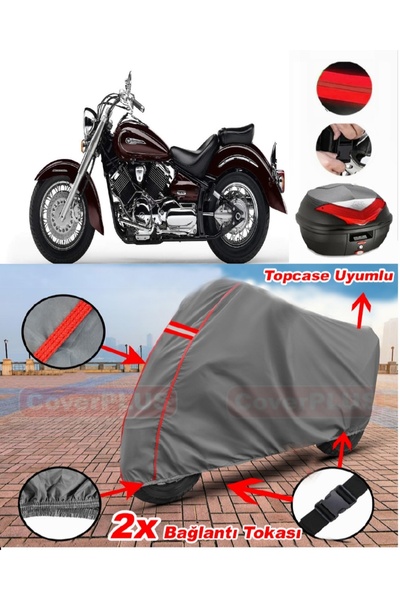 CoverPlus ياماها XVS 1100 دراج ستار الخلفية حقيبة متوافقة مع المحرك القماش ال...