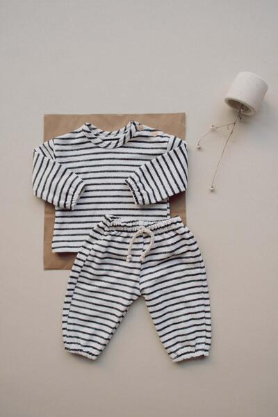 OhlalaKoala Black Striped Top and Bottom Set