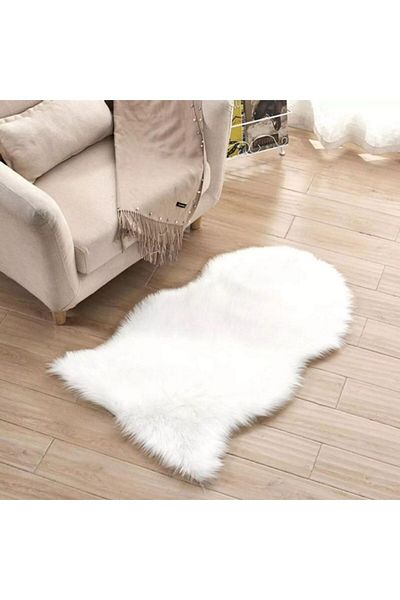 DRAMA HOME White soft fur rug 90x60cm
