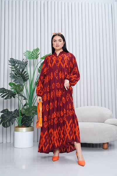 My Blog Rochie de mărime mare cu modele mixte burgundă - 3005 - 2