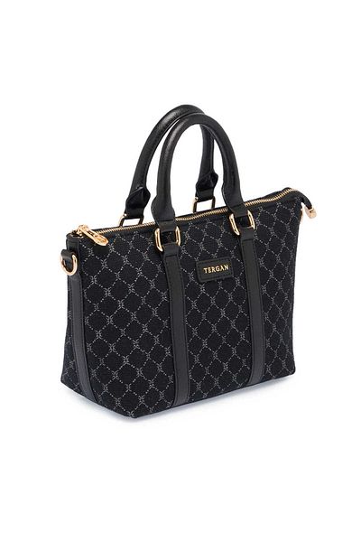 Tergan Black Textile Women's Handbag - S25Y1Twc0713-R0P
