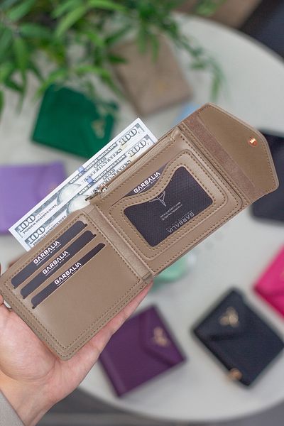 Garbalia Peru Vegan Leather Zippered Coin Compartment Mink Women's Wallet with Plenty of Card Holders