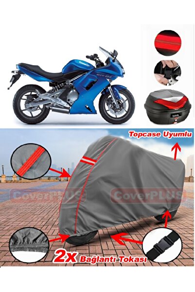 CoverPlus غطاء خلفي متوافق مع Kawasaki ER-6 F، مشمع للدراجة النارية، أحمر مخي...