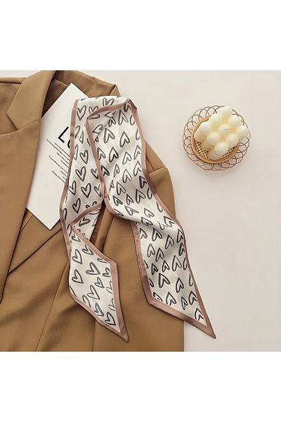 MAHLA Design Scarf, Thin Shawl, Neck Wrap, Bag Accessory, Hair Accessory Heart Design