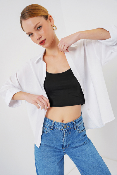 Bigdart Women's Oversize Short Sleeve Shirt 20315 - White