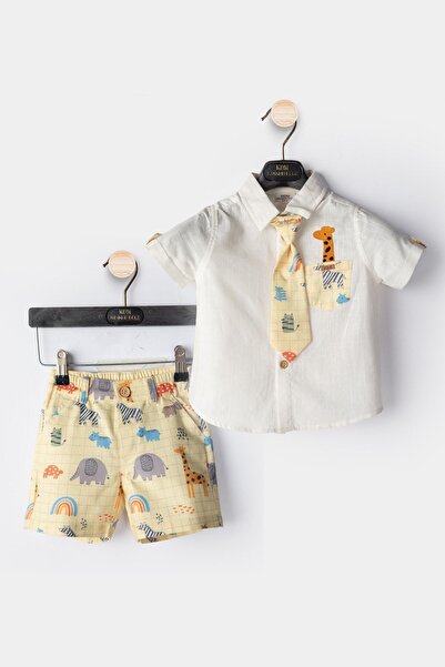 HAUSEkids 9-24 Aylık Zürafa Tema Erkek Bebek 3'Lü Takım-Sarı