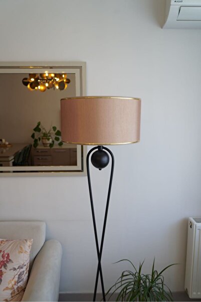 retro home design Sekiz Model Bal Gold Detaylı Silindir Şapkalı Siyah Modern Tasarım Ayaklı Abajur Metal Lambader