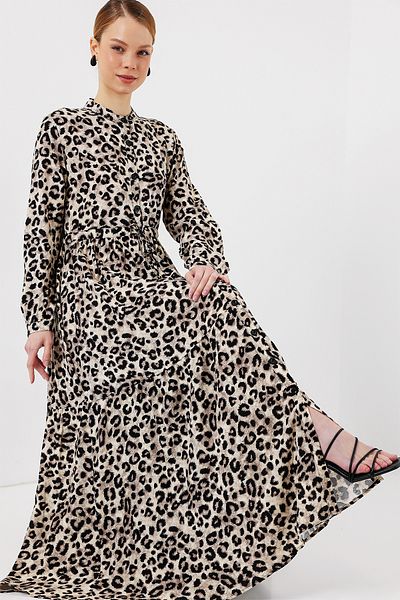 Bigdart 2144 Judge Collar Hijab Dress - K. Beige
