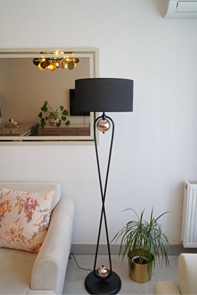 retro home design Sekiz Model Siyah Silindir Şapkalı Siyah Modern Tasarım Ayaklı Abajur Metal Lambader