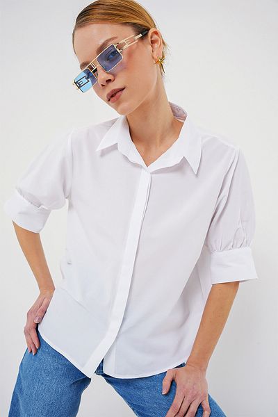 Bigdart Γυναικείο κοντομάνικο πουκάμισο 20312 - Λευκό