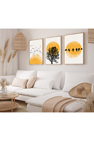 bestablo Set de pictură din lemn cu siluetă de pasăre și soare Bestablo