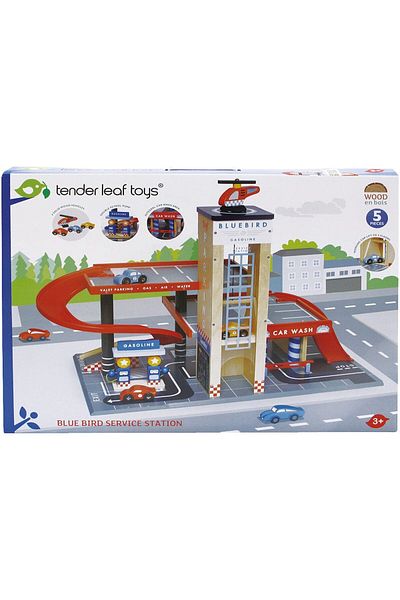 Tender Tender Leaf Toys Wooden Playset - Blue Bird Service Station