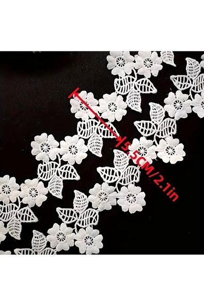 miatamer 1.83 Yards White Exquisite Florals, Dress and Home Decoration Sewing Material,Polyester Fabric Lace