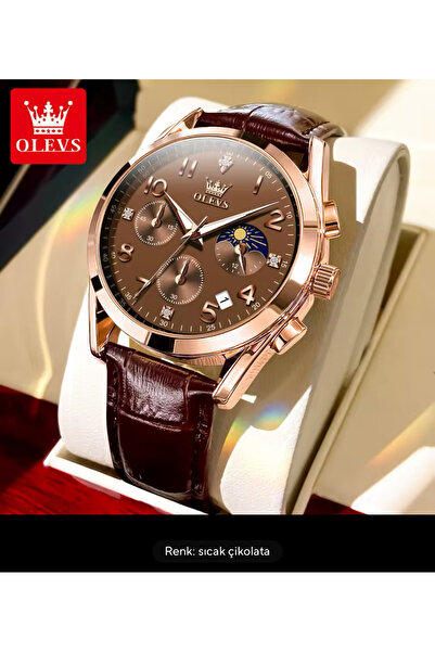 OLEVS ERKEK KOL SAATİ ROSE GOLD KASA DERİ KORDON ÜST KALİTE