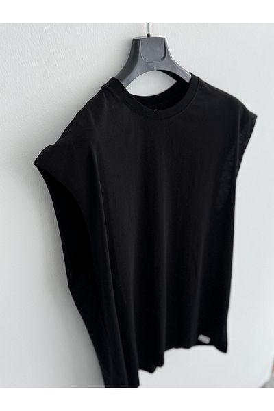 BYBASICMAN Black Sleeveless Oversize T-Shirt Jj-706/723