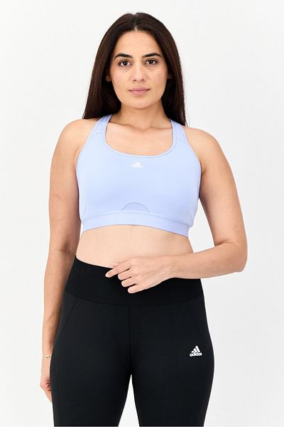 adidas Women Brand Logo Padded Sports Bra, Light Blue