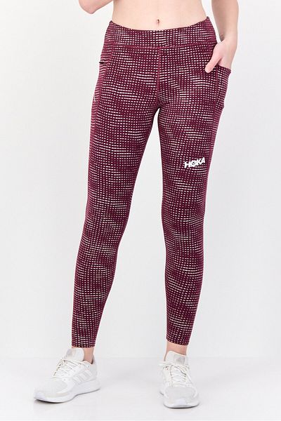 hoka Women Sport Fit Brand Logo Training Leggings, Dark Purple