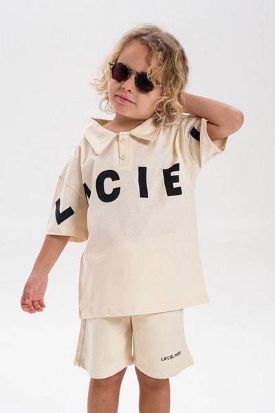 MİNİKO KİDS Laciel Paris Printed Collar Shorts Cotton Suit